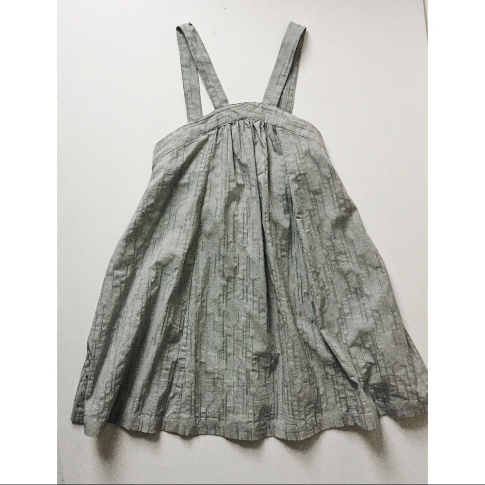 Grey and white striped (seersucker) mini dress